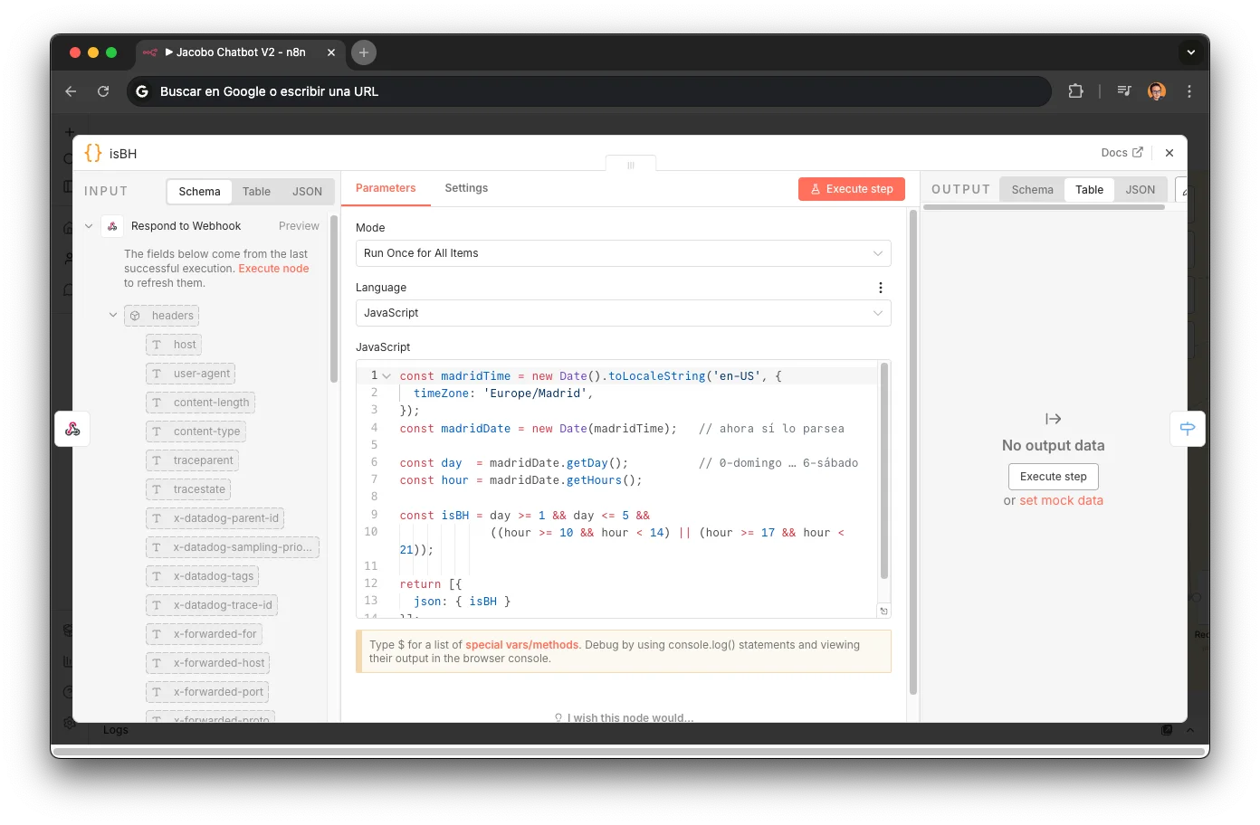 Nodo isBusinessHours en n8n: lógica de horario comercial