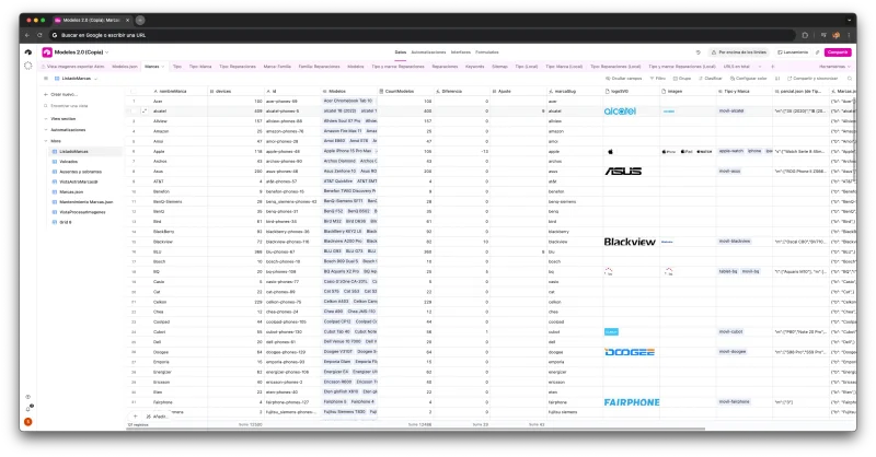 Jerarquía de tablas en Airtable — CMS del SEO programático